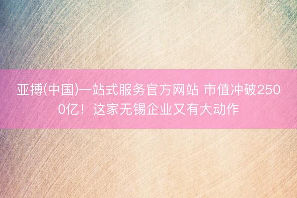 亚搏(中国)一站式服务官方网站 市值冲破2500亿！这家无锡企业又有大动作