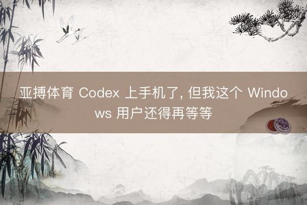 亚搏体育 Codex 上手机了， 但我这个 Windows 用户还得再等等
