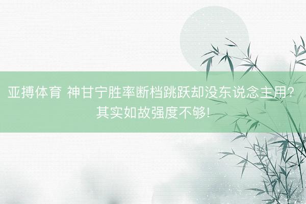 亚搏体育 神甘宁胜率断档跳跃却没东说念主用? 其实如故强度不够!