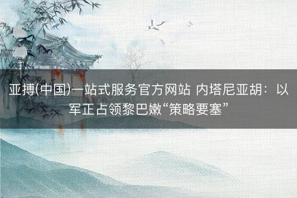 亚搏(中国)一站式服务官方网站 内塔尼亚胡：以军正占领黎巴嫩“策略要塞”