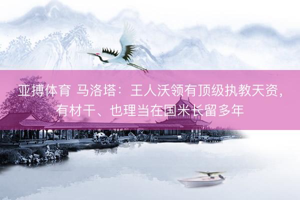 亚搏体育 马洛塔：王人沃领有顶级执教天资，有材干、也理当在国米长留多年