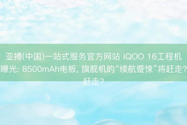 亚搏(中国)一站式服务官方网站 iQOO 16工程机曝光: 8500mAh电板， 旗舰机的“续航蹙悚”将赶走?