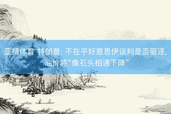 亚搏体育 特朗普: 不在乎好意思伊谈判是否驱逐, 油价将“像石头相通下降”