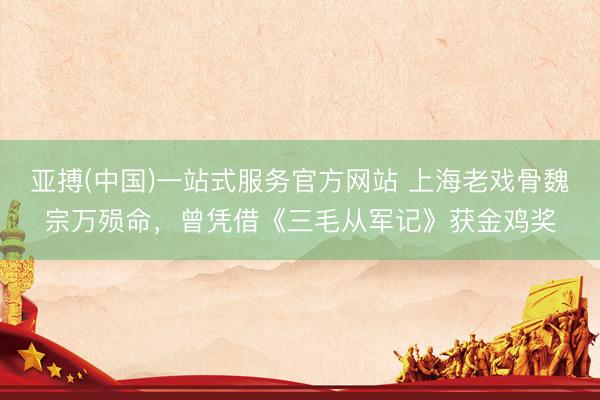 亚搏(中国)一站式服务官方网站 上海老戏骨魏宗万殒命，曾凭借《三毛从军记》获金鸡奖