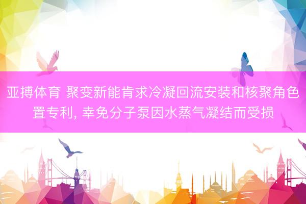 亚搏体育 聚变新能肯求冷凝回流安装和核聚角色置专利， 幸免分子泵因水蒸气凝结而受损