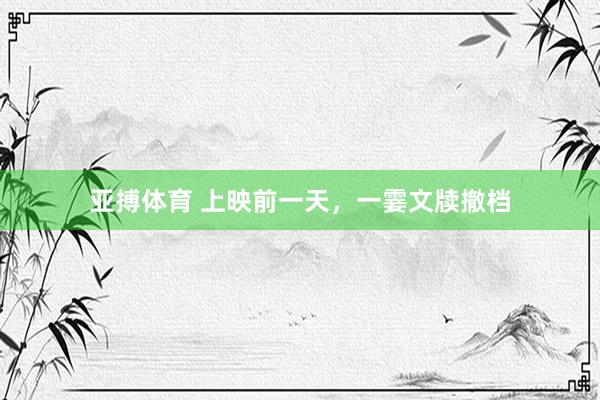 亚搏体育 上映前一天，一霎文牍撤档