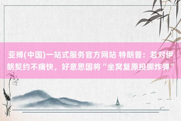 亚搏(中国)一站式服务官方网站 特朗普：若对伊朗契约不痛快，好意思国将“坐窝复原投掷炸弹”